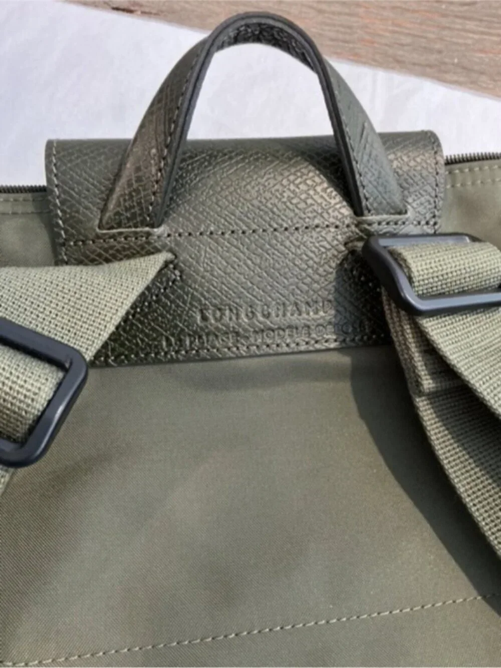 Longchamp Le Pilage Backpack, Size M, forest green
